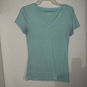 Teal V-neck shirt